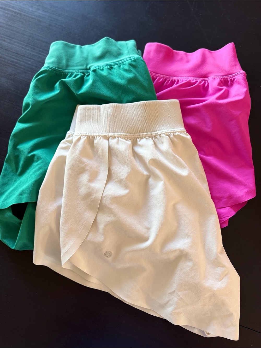 CRZ YOGA split running 3” Athletic Shorts- White, Green & Pink
